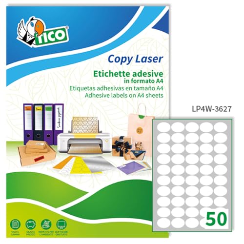 TICO LP4 W 3627 etykiety, owalne, opakowanie 100 białych