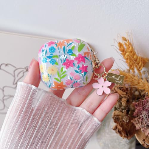 Image of MINSCOSE for Glitter AirPods 4 Case,Cute Shell Pattern Flower Design with Floral Keychain,Soft TPU Anti-Drop Shockproof Cover with Cleaner Kit for Women Girls for AirPods 4-Colorful