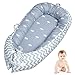 VIVILINEN Nido Bebé Recién Nacido,Algodón 100% Reductor de Cuna Nidos para Bebes, Cojin Cuna Bebe Colecho, Cama Cana Nido de Viaje, 90 x 50 cm (Gris-3)