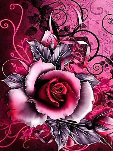 Suyaloo 5D Diamond Painting Kits for Adults - Flowers Diamond Art Kits for Adults Kids Beginner,DIY Rose Full Drill Paintings with Diamonds Gem Art for Adults Home Wall Decor 11.8x15.7inch