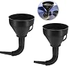 Automotive Fuel Funnel, Flexible Plastic Funnel Set With Wide Spout and Filter for Automotive Oil and Household Uses (2 Pack)