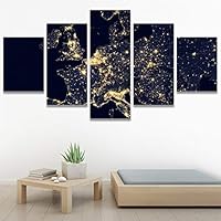 SIGNWIN 5 Panel Canvas Wall Art Modern Art Astronomy & Space Contemporary Cosmic Dramatic Mixed Media Multicolor for Home Decorations Ready to Hang - 60