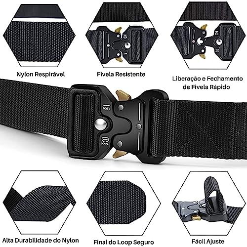 Cinto Tático Militar Com Fivela de Engate Rápido Tipo Fastem (PRETO) Two Birds Company