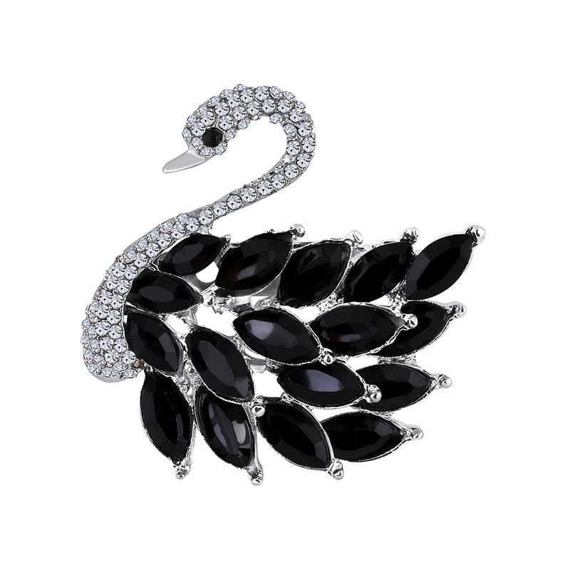 Mahi Sparkling Black and White Crystals Swan-Shaped Brooch Clothing Accessories for Women (BP1101157RBla) (B0CYT7TKMS) Amazon Price History, Amazon Price Tracker