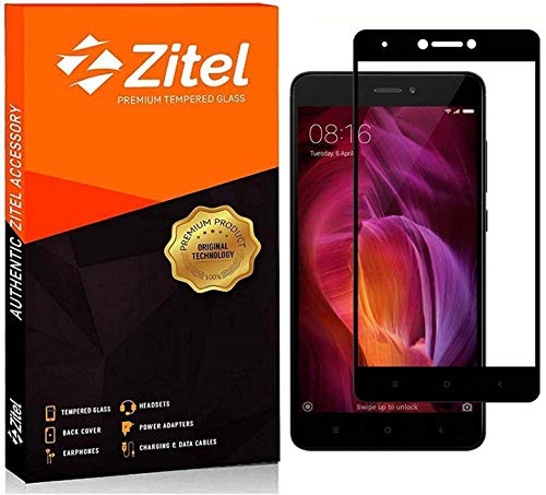Image of Zitel Tempered Glass Screen Protector for Redmi Note 4 / 4X (Black) Edge to Edge Full Screen Coverage with Easy Installation Kit