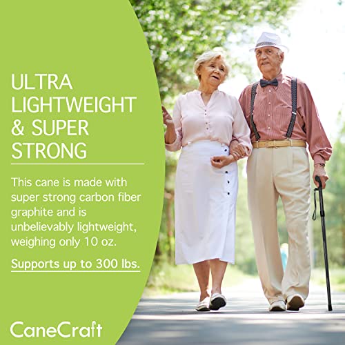 Canecraft Carbon Fiber Folding Walking Cane For Men And Women - Ultra Lightweight Collapsible And Height Adjustable Walking Stick, Black #TOP1