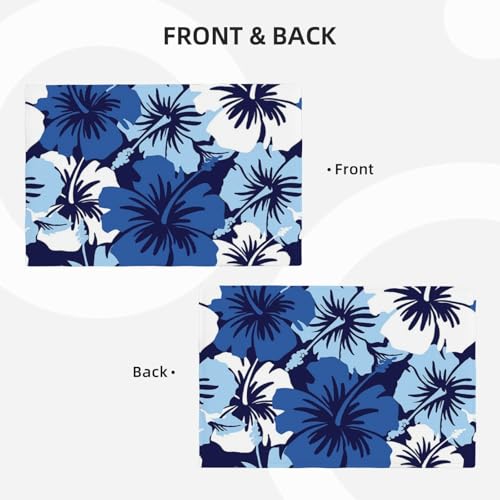 Sets de table en lin de qualité supérieure style hibiscus bleu - 4