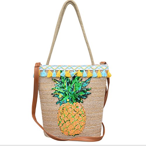 Zyurong® Femme Sac à Main Ananas Motif Bohème Tassel Sac à Bandoulière Sacs à Bandoulière