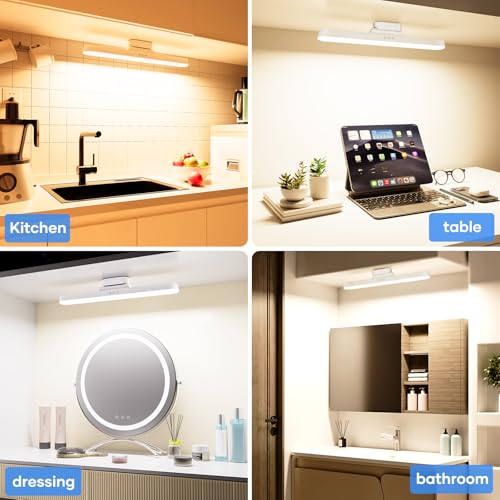 Tyonto Lampe LED rechargeable 3000mAh 32cm, avec capteur mémoire,aimant et réglage de la lumière.Rechargeable par USB. Lampe idéales pour chambre, bureau, meuble, cuisine, dressing et salle de bain – vue 7