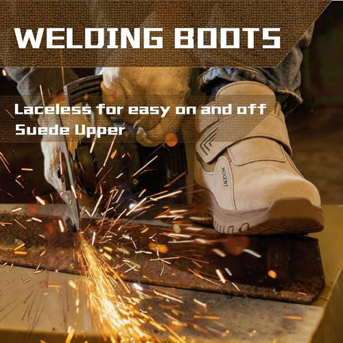 Image of Welding Work Boots for Men Women Slip on Steel Toe Safety Shoes Comfortable Indestructible Work Boots Puncture Proof Lightweight Breathable Construction Shoes