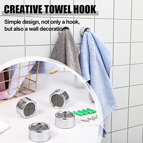 RosewineC 4 Pcs Self Adhesive Tea Towel Holder, Round Kitchen Towel Holder Tea Towel Clips Premium Wall & Door Mounted Towel Hooks for Bathroom, Kitchen and Home No Drilling Required