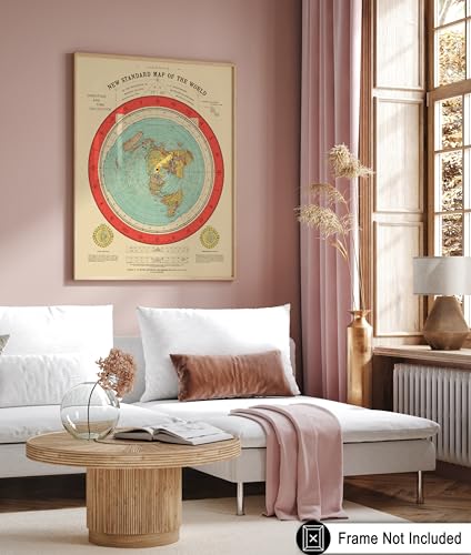 Carte du monde plate Gleason Poster Master 20x25 cm retro