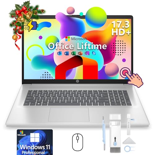 Image of HP 17.3-inch Flagship Touchscreen Laptop - Win 11 Pro • AI-Powered Microsoft Office Lifetime • AMD R5-7530U • 17.3 inch HD+ BrightView Display • Wi-Fi w /Laptop Computer Accessories (16G RAM, 1TB SSD)
