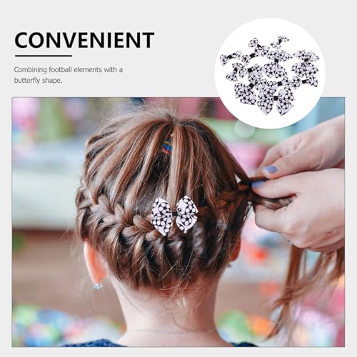 Nœuds football noir et blanc pour coiffure fille à l'école et fêtes - 2