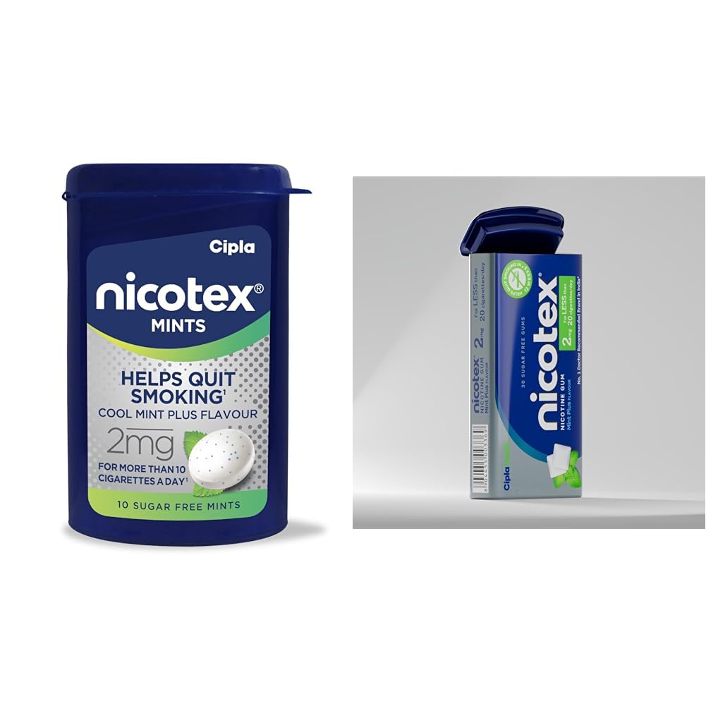 Cipla Nicotex Mints | Nicotine 2mg Lozenges (60 Pcs)| Helps Quit Smoking | Sugar Free | Cool Mint | Cipla Nicotex Nicotine Sugar Free Mint Plus Gums 2mg | Helps to Quit Smoking | WHO-approved Therap-image-39