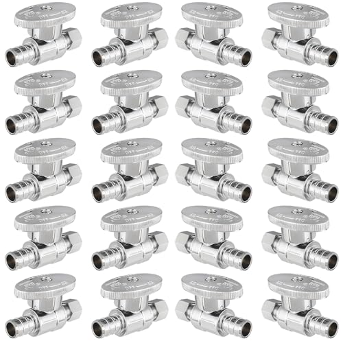 20PC HeSun 1/2" PEX Crimp x 3/8" OD COM Straight Stop Valve(VALVE085-20)