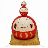 大阪長生堂 置物 かわいい 大福三福だるま ちぎり和紙 開運グッズ 金運招来 オリジナル木札サービス付