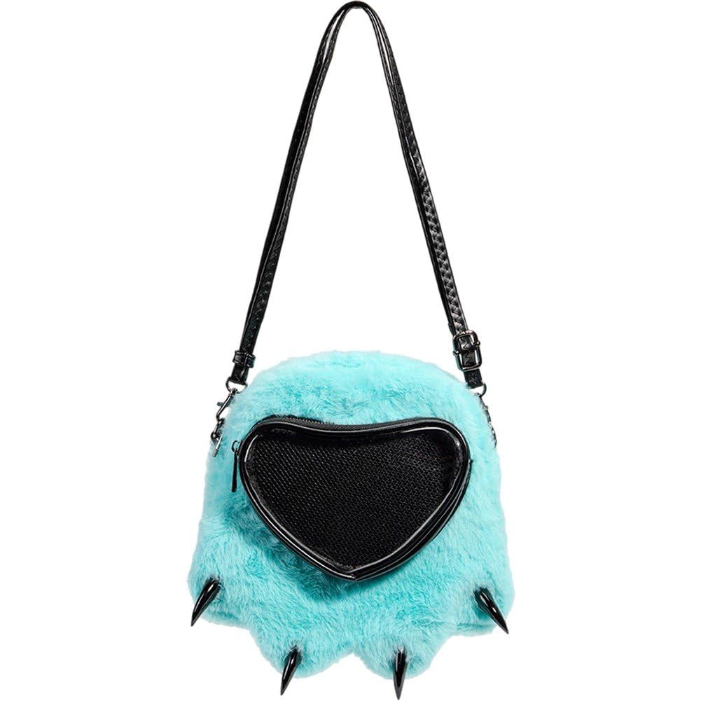 Casiler Paw Shaped Plush Ita Display Bag, Cute Insert Backpack Crossbody Sling Handbag for Women Girls Pin Collection Use