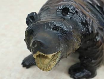 Amazon.co.jp: 木工工芸品｜木彫りの熊 土台付き｜ 和風置物