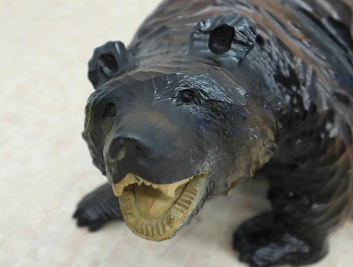 Amazon.co.jp: 木工工芸品｜木彫りの熊 土台付き｜ 和風置物