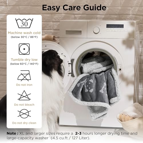 Image of Bedsure Waterproof Dog Blankets for Large Dogs - Soft Print Sherpa Fleece Pet Cat Blanket Washable for Couch Bed Protection, Cozy Plush Reversible Throw Furniture Protector, 50 inchx60 inch, Anchor Gray