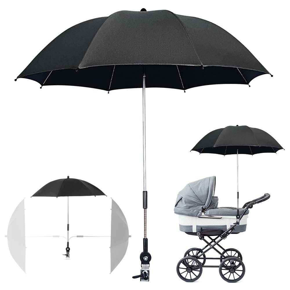 Mineup Ombrelle Poussette, 75cm Parasol Poussette Bébé Universelle, Protection UV 50+, Parasol Anti Uv Pour Landau, Ombrelle Universelle Pour Poussette