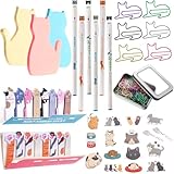 Outus Cat Office Supplies Cute Sticky Notes Paper Clips Gel Ink Pens Cartoon Stickers Party Favor for Cat Lovers Stationery School Office Supplies Desk Accessories(Cute Style)