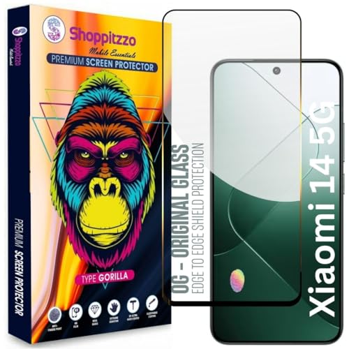 Image of Military Grade-Gorilla Tempered Glass Screen Protector-with 100% Fingerprint Sensor Working-Edge to Edge Full Screen Coverage-9H Hardness-With Easy Installation Kit-Black(Pack Of 1)-Compatible With Xiaomi 14 5G (6.36 Inch)