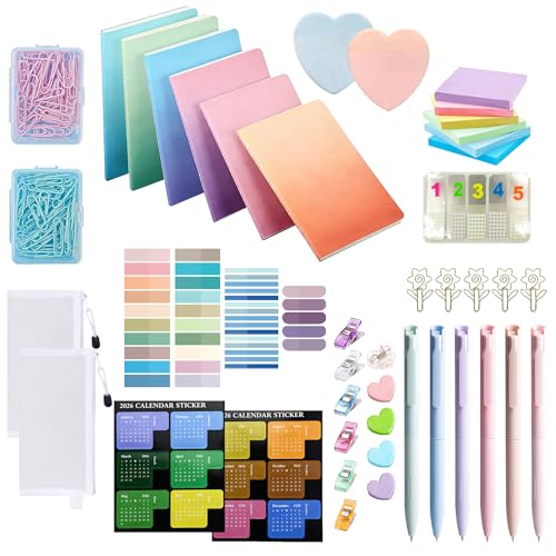 GicCheShark Aesthetic Stationery Set 166 Pcs Cute School Office S...