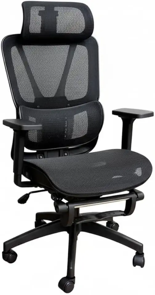 Cadeira de Escritório Ergonômica com Malha Respirável e Suporte Lombar Ajustável - Preto Profundo (até 200kg)