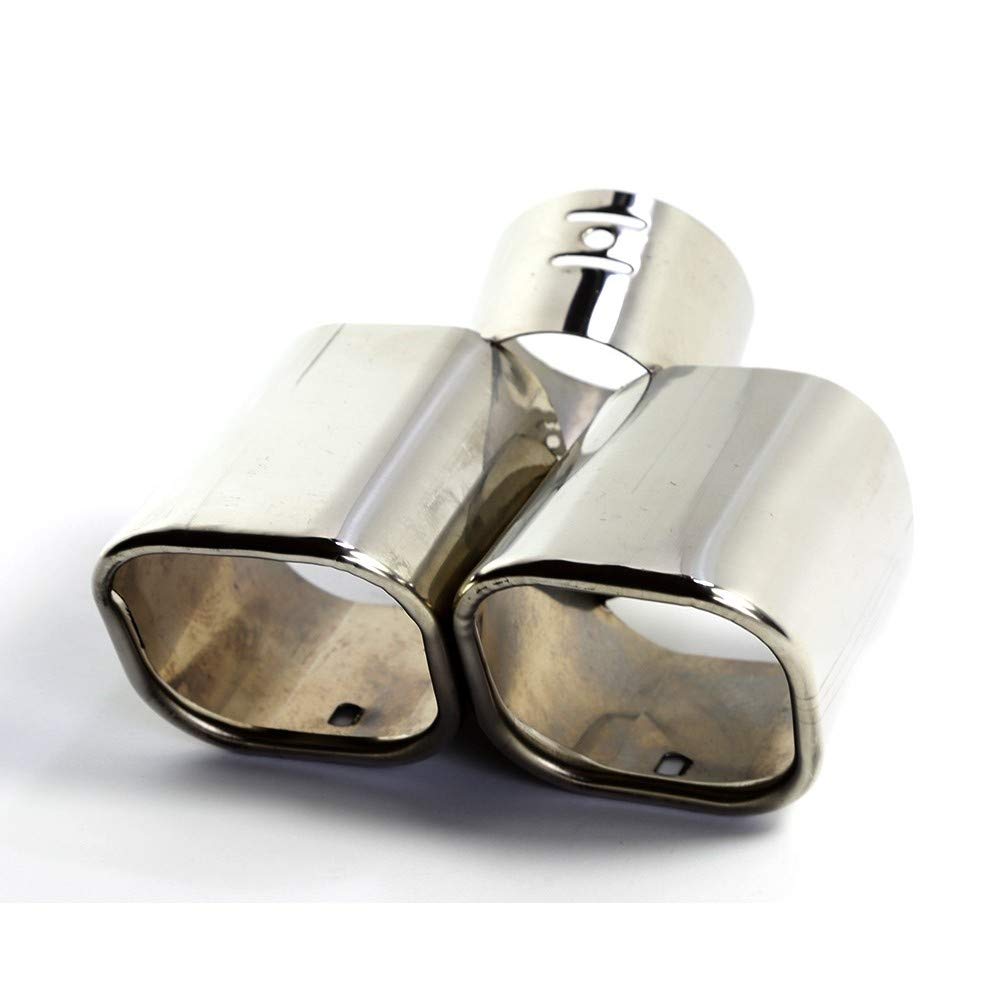 Doppio Scarico Sportivo CODINO MARMITTA TERMINALE Auto Tuning Acciaio Cromato