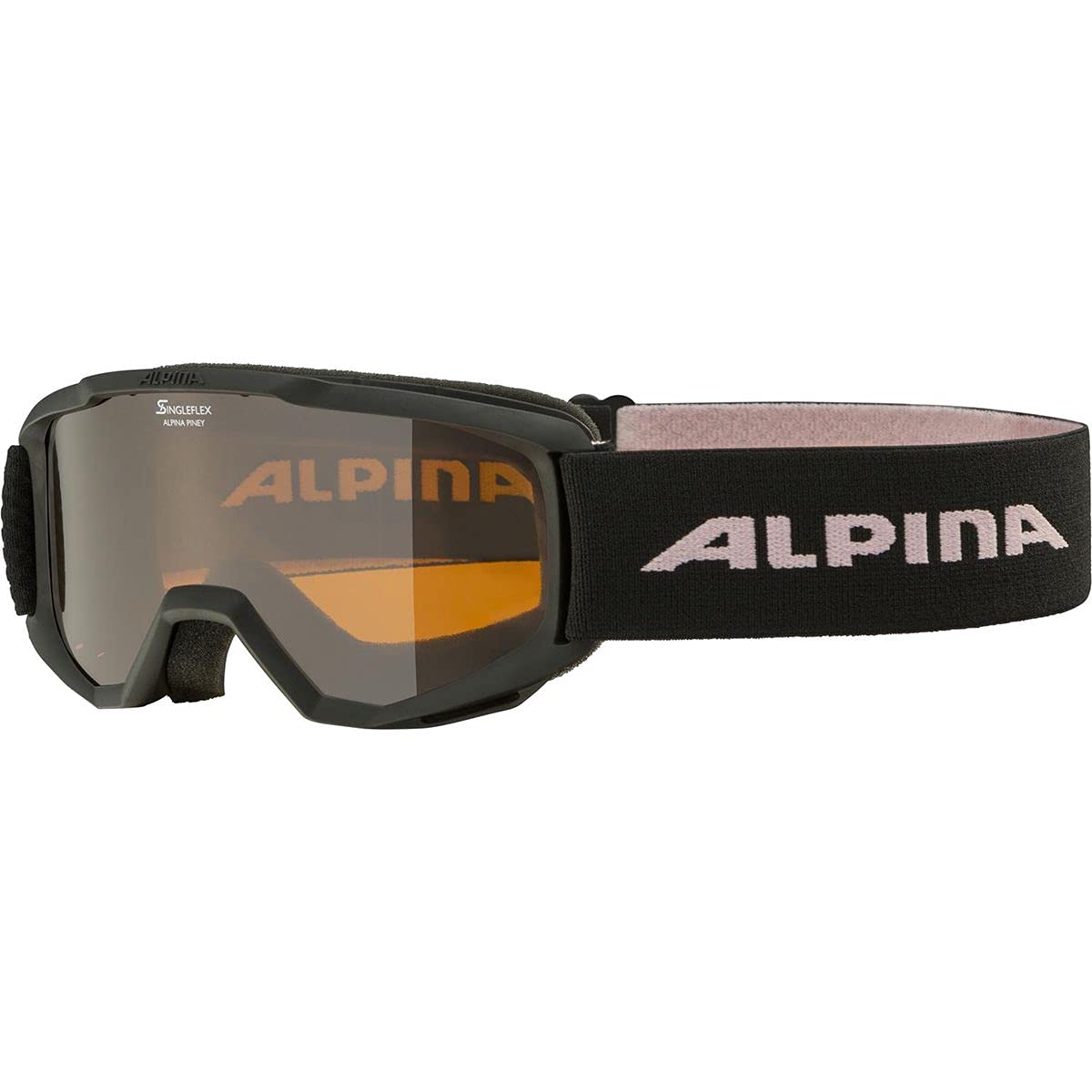 ALPINA Unisex - Dzieci, PINEY Gogle narciarskie, black-rose/orange, One Size