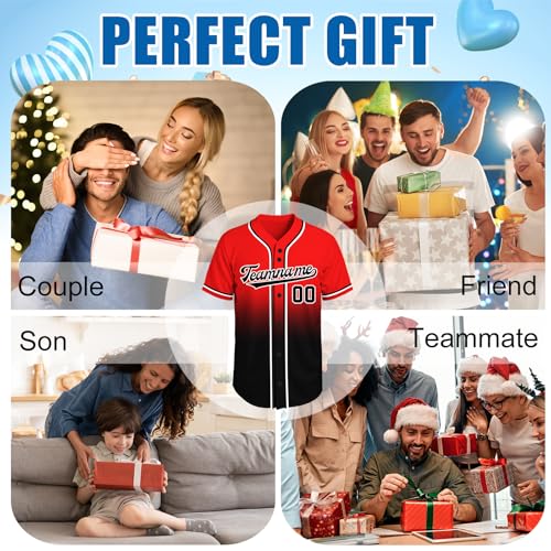 Image of Custom Baseball Jersey Personalized Stitched or Printed Name Number Baseball Shirt Sports Uniform Gifts for Men Women Youth