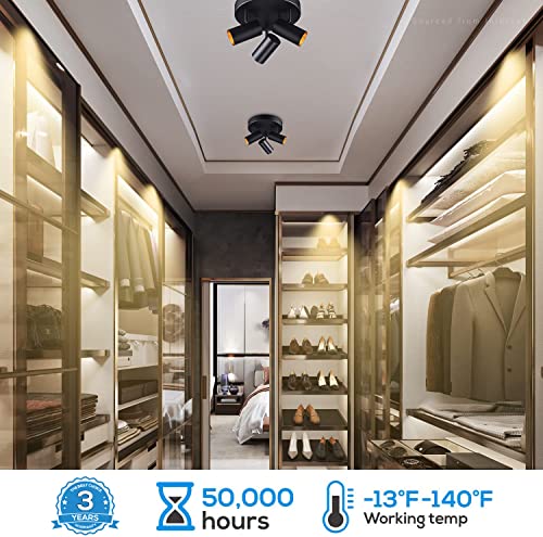 LEONLITE 36W 5CCT 3 Light LED Directional Ceiling Spotlight Fixtures, Adjustable Spot Light Flush Mount, Dimmable Accent Lighting for Kitchen, Hallway, 110-277V, 3200lm, CRI90, Black by LEONLITE - Used condition - Image 4