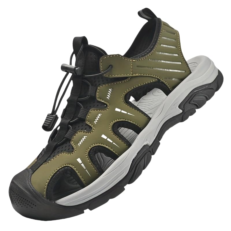 Men's solid-color tight-fitting breathable sandals, comfortable and anti-slip, with soft rubber heel of the front cover and beach shoes, summer style