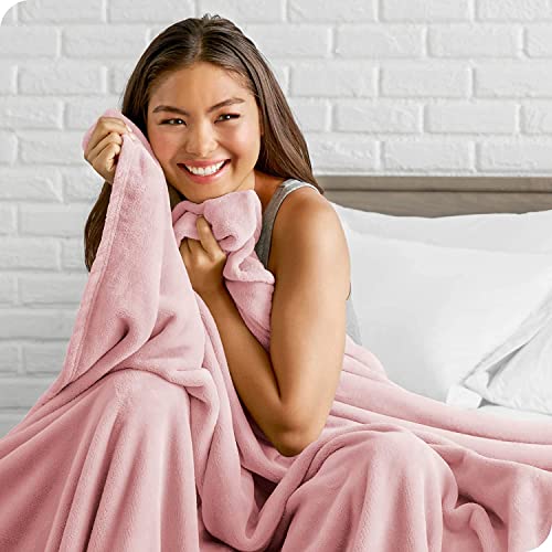 Image of VAS COLLECTION Premium Plush Double Blanket | 300 GSM Lightweight Cozy Soft for Bed, Sofa, Couch, Travel & Camping| 220x230 cm or 86x90 inches | Light Pink | Flannel