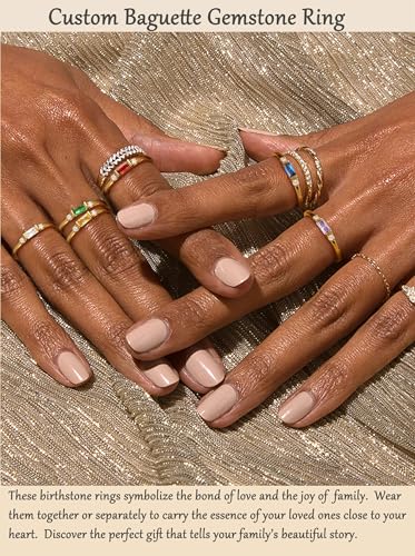 Gold Birthstone Rings for Women Non Tarnish 14K Gold Plated Stackable Dainty Emerald Green Gemstone Cubic Zirconia Wedding Engagement Ring for Her Birthday Gifts for Mom Jewelry Size 6-103