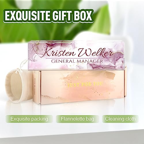 Image of Name Plate for Desk, Desk Name Plate Personalized, Office Decor for Women Men, Acrylic Desktop Accessories, Office Gifts for Boss Nurse Teacher Coworker, Employee Appreciation Gift (Purple Coast)