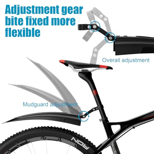 Cooryda Bike Fender Set, Guardabarros Ajustables, Delantero y Trasero, Liberación Rápida, Ensanchado y Engrosado para Bicicleta Montaña y Ciudad 20-26 Pulgadas miniatura 3