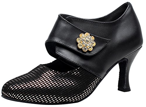 Chaussures de danse latine protégeant les orteils pour salsa noir