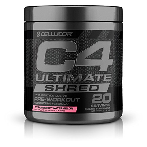 Cellucor C4 Ultimate Shred Pre Workout Powder, Fat Burner for Men & Women, Weight Loss Supplement with Ginger Root Extract, Strawberry Watermelon, 20 Servings, 12.3 Ounce (Pack of 1)
