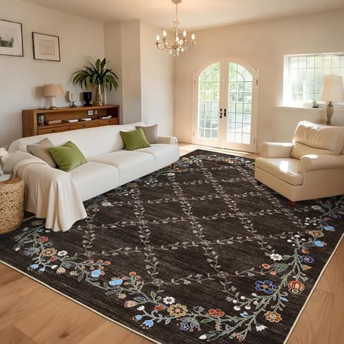 GarveeHome Tapis Floral Treillis Salon Lavable