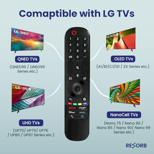 Image of LG TV Remote Compatible with LG Magic Smart WebOS 4K UHD OLED LED TV Models MR21GA MR22GA MR23GA MR24GA AKB76036207, Non-Voice Replacement Remote Control, LED 704 NVC
