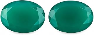 Yashee Natural Green Onyx Gemstone, 2 PCS, Oval Shape, Brilliant Cut