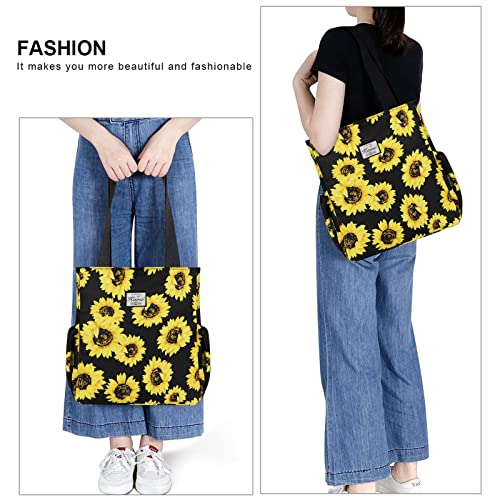 Image of KAMO Floral Tote Bag - Waterproof Lightweight Handbags Travel Shoulder Bag for Hiking Yoga Gym Swimming Travel Beach
