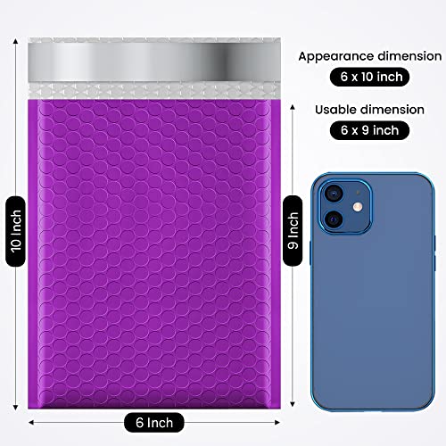 Image of Fuxury 500 Pack Purple Bubble Mailers 6x10 Inch, Small Bubble Shipping Envelopes#0 Thick Bubble Padded Mailer Strong Adhesion Padded Envelopes for Mailing Jewelry,Makeup