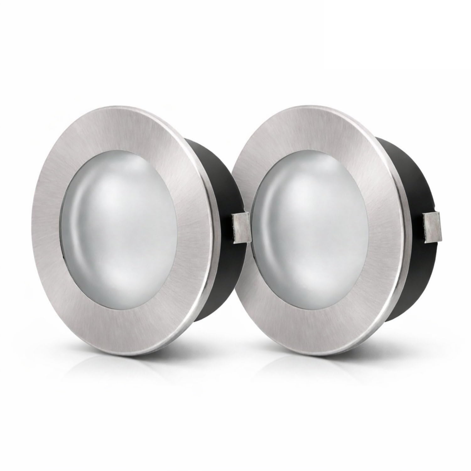 ADAKAT Zestaw 2 sztuk, w pełni metalowy reflektor do zabudowy G4 12 V, szklana pokrywa, montaż 60 mm