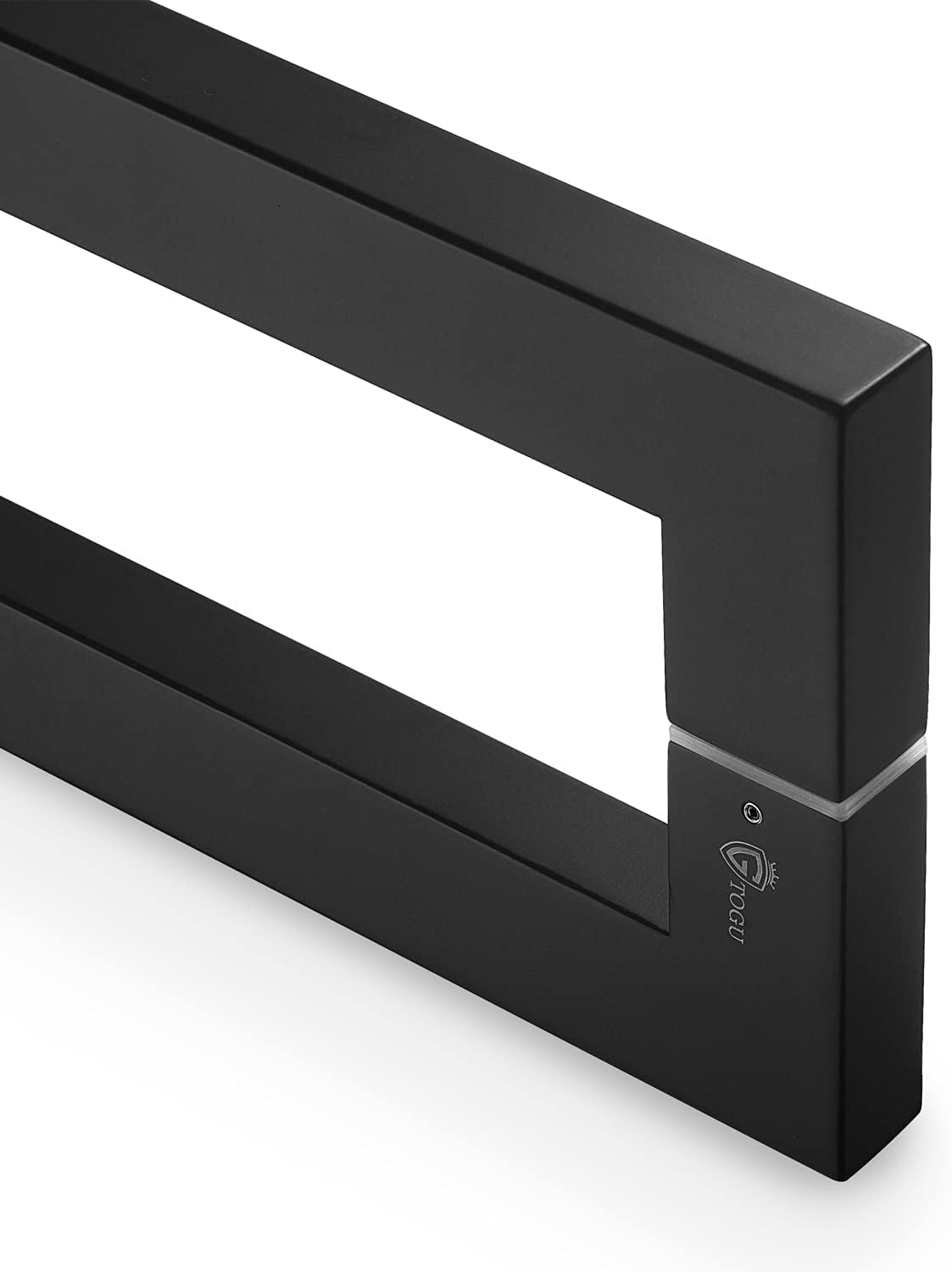 TOGU TG-6013 450mm/18 inches Square/Rectangle Shape Stainless Steel Push Pull Door Handle for Solid Wood, Timber, Glass and Steel Doors, Full Matte Black Finish