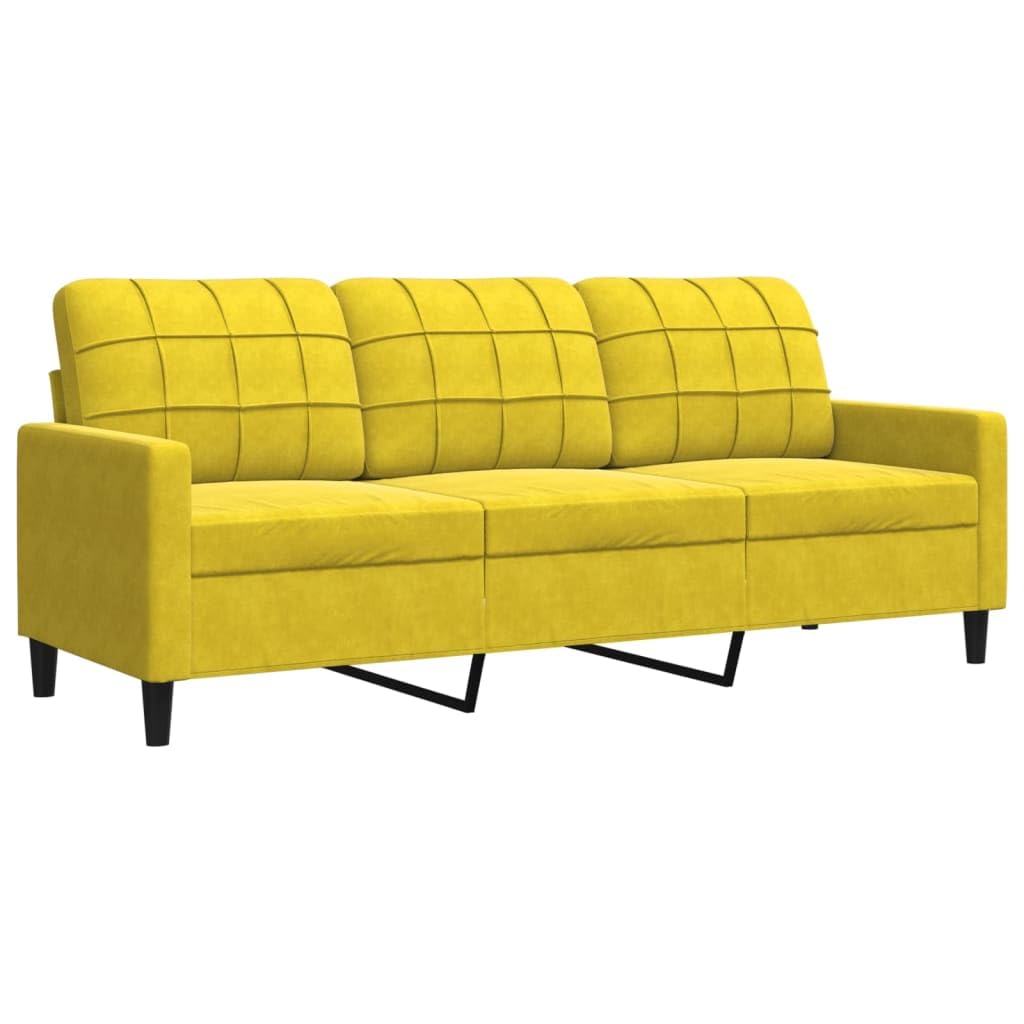 Homgoday Divano a 3 Posti Giallo 180 cm in Velluto, Decor da Mobili Divani per Esterno da Giardino, Letto Divano, Divanetto per Terrazzo Esterno Arredamento