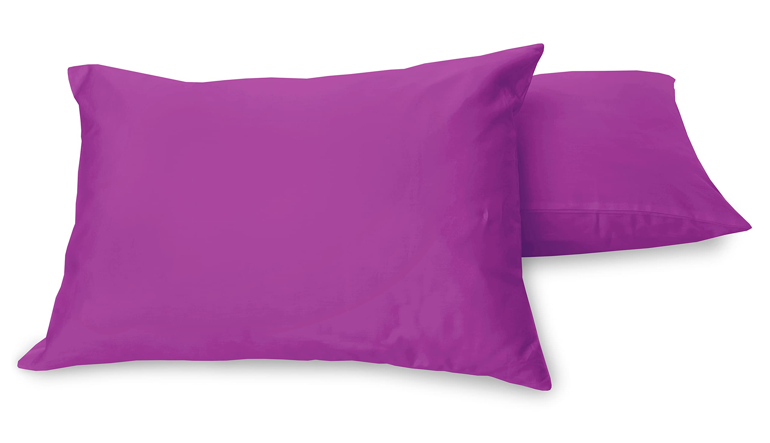 180 Thread Count 100% Pure Cotton Percale Pillowcase Pair (Purple)